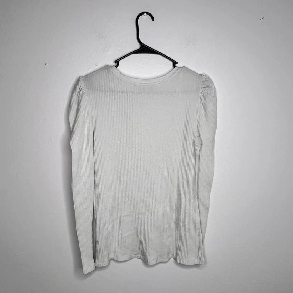 Philosophy White Ribbed Long Sleeve Top